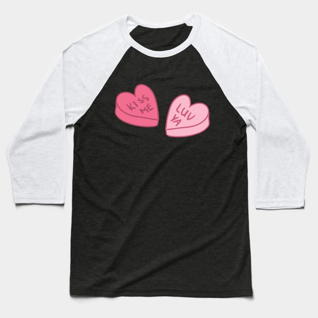 Candy Hearts Baseball T-Shirt by maliGnom